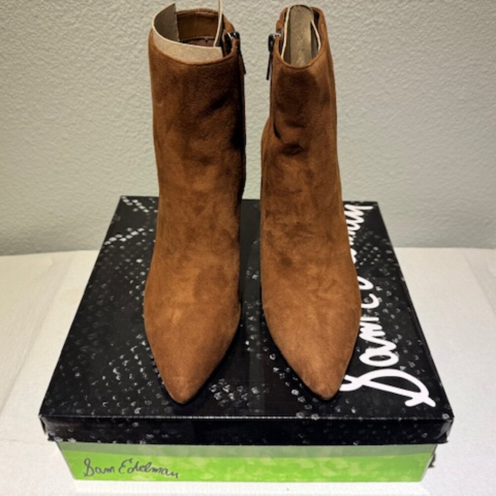 Sam Edelman Pointed Toe Suede Ankle Boots – Saddle Brown – Size 9 – New in Box